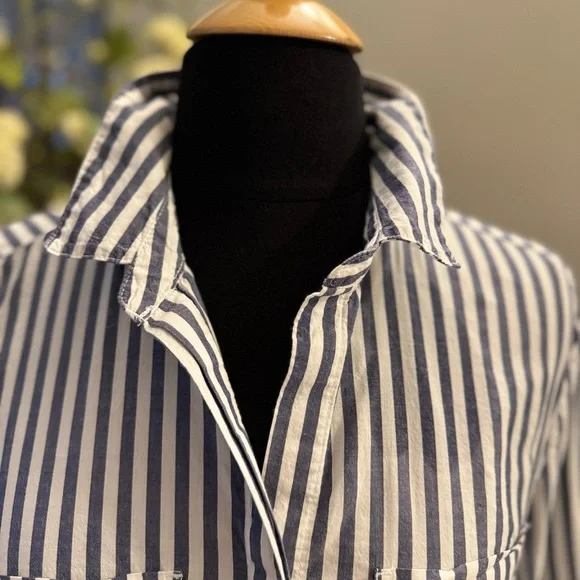 beachlunchlounge Blue and White Striped Button Down Shirt - Picture 2 of 4